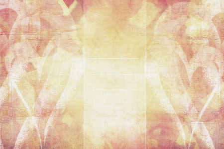 pastel colored abstract vintage card design with hearts and watercolor floral elements の写真素材