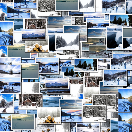 Winter collage from many picturesの写真素材