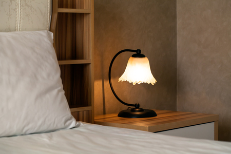 luxury modern details from lapm in hotel bedroom.の写真素材