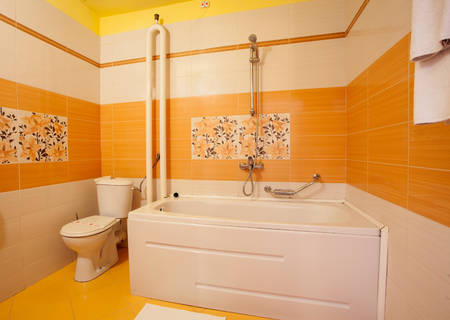 Toilet cabin in bathroom interior casual style in the hotelの写真素材