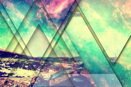 abstract background with shapes, colours and building details