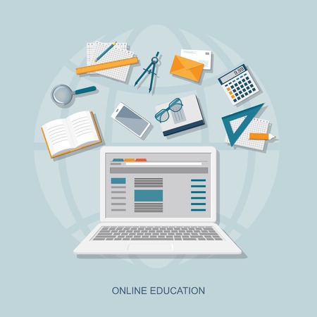 Flat design modern vector illustration concept of online education - eps10のイラスト素材
