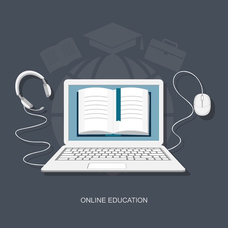 Flat design modern vector illustration concept of online education - eps10のイラスト素材