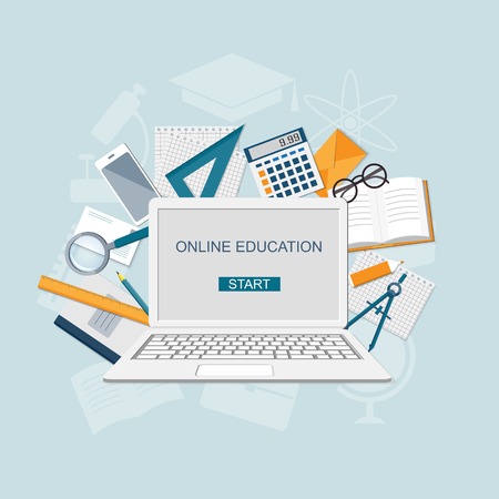 Flat design modern vector illustration concept of education online - eps10のイラスト素材
