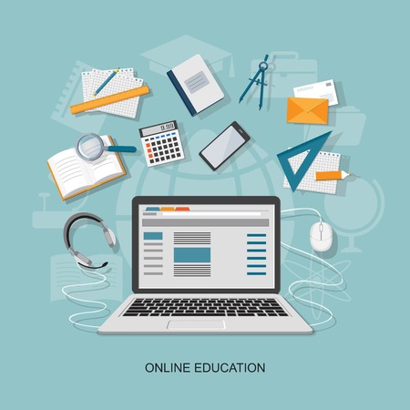 Flat design modern vector illustration concept of online education - eps10のイラスト素材