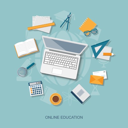 Flat design modern vector illustration concept of online education - eps10のイラスト素材