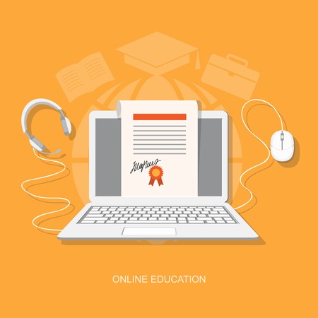 Flat design modern vector illustration concept of online education - eps10のイラスト素材