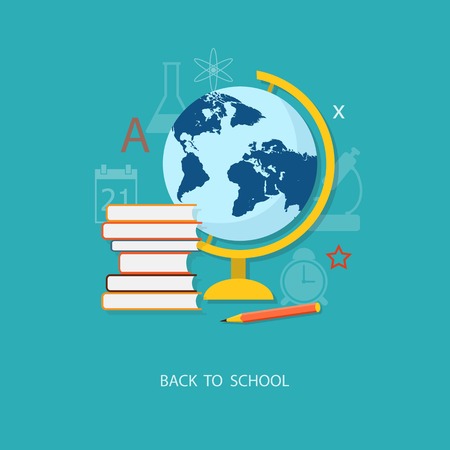 Flat design modern vector illustration concept of education, tutorials, learning with books - eps10のイラスト素材