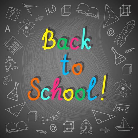 Modern concept for education time with painted icons on the  blackboard - eps 10のイラスト素材