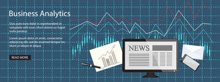 Flat design modern vector illustration  concept of  business site with mobile phone, envelope, monitor - eps 10のイラスト素材