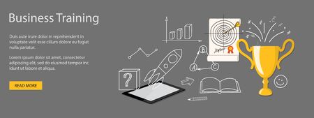 Flat design modern vector illustration concept of school, university, business training, online education, study with  tablet, winner cup - eps 10のイラスト素材