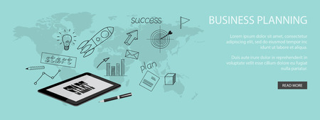 Flat design modern vector illustration  concept of  business site with tablet and pen - eps 10のイラスト素材