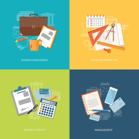 Flat design modern vector illustration concept of education, business, marketing, e-mail marketing, management  - eps10のイラスト素材