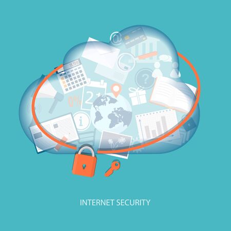 Cloud computing concept internet security. Vector illustration. EPS 10.のイラスト素材