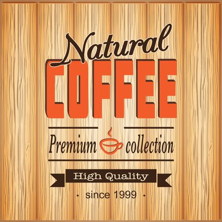 vector illustration banner for coffee on the wood background- eps10のイラスト素材