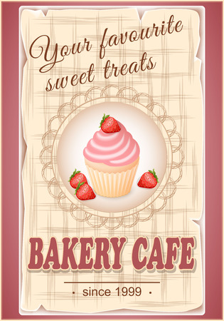 vector illustration banner bakery cafe on the vintage background- eps10のイラスト素材