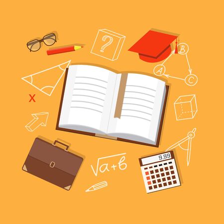 Flat design vector  icons of education with hand drawn symbols  のイラスト素材