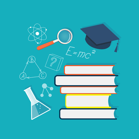 Flat design vector  icons of school. のイラスト素材