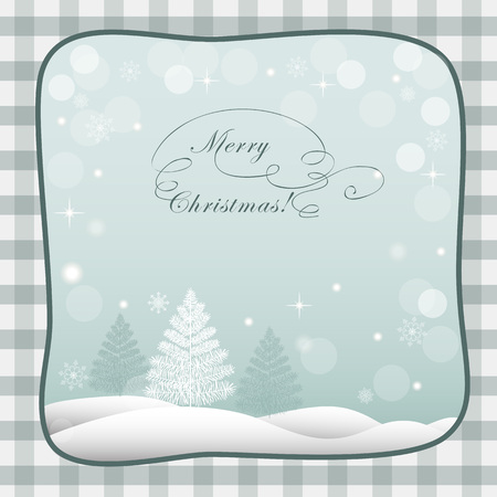 Vector retro design of christmas card with hand drawn christmas trees and snowflakes. EPS 10.のイラスト素材