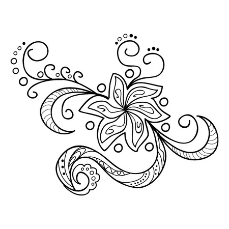 Hand drawn decorated image with flower. のイラスト素材