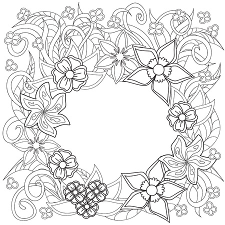 Hand drawn decorated image with flower and herb.のイラスト素材