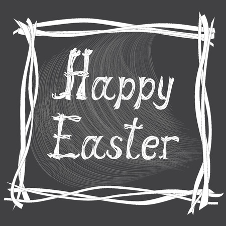 Hand drawn creative text Happy Easter on the  black background. Vector illustrationのイラスト素材