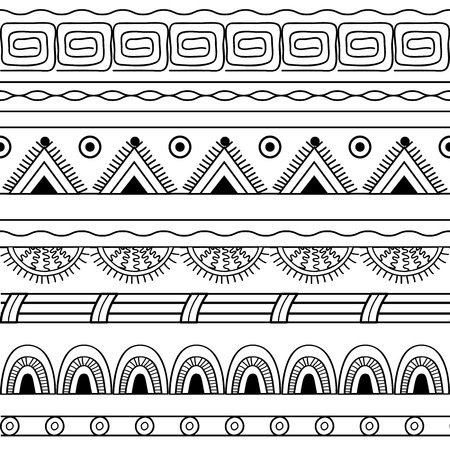 Hand drawn  geometric monochrome seamless pattern. Vector illustrationのイラスト素材