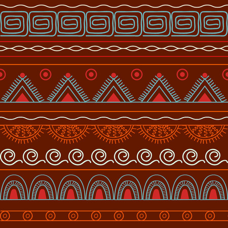 Hand drawn geometric seamless pattern. Boho style. Vector illustration -のイラスト素材