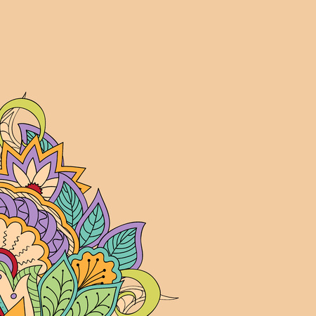 Hand drawn doodle colorful  image on the beige background.のイラスト素材