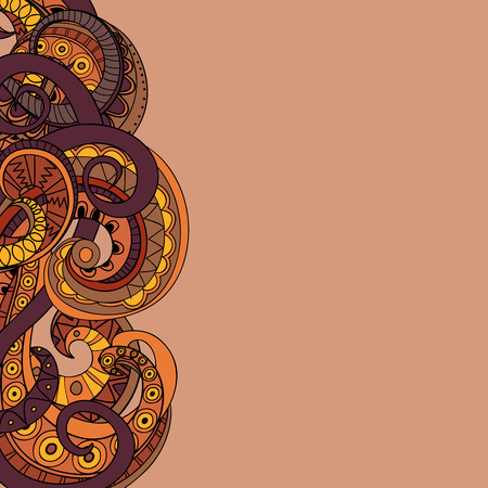 Hand drawn doodle colorful abstract image on the beige background.のイラスト素材