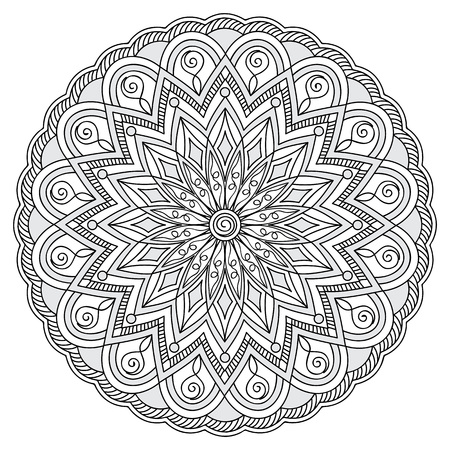 Mandala with hand drawn elements. Image for adult and children coloring books, pages, tattoo. For decorate dishes, cups, porcelain, ceramics. Vector illustration - eps 10.のイラスト素材
