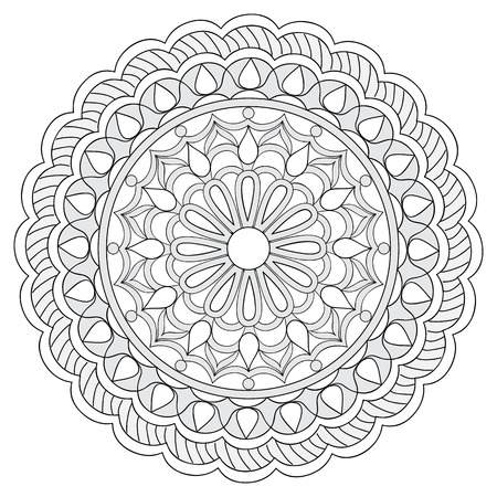 Mandala with hand drawn elements. Image for adult and children coloring books, pages, tattoo. For decorate dishes, cups, porcelain, ceramics. Vector illustration - eps 10.のイラスト素材
