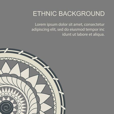 Card with hand drawn mandala in boho style on the grey background. Vector illustration - eps 8.のイラスト素材