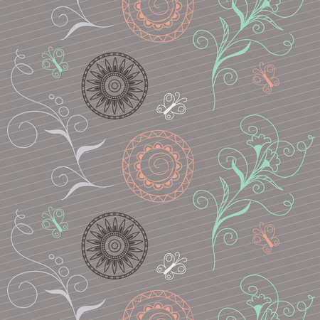 colorful seamless pattern in boho style with hand drawn elements. eps 10.のイラスト素材