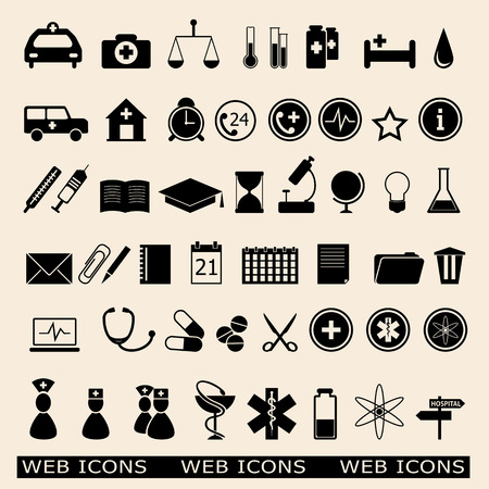 Flat vector illustration set of web icons for education, medicine.のイラスト素材