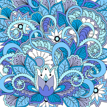 Hand drawn pattern in boho style with mandalas and flowers for backdrop visit cardのイラスト素材