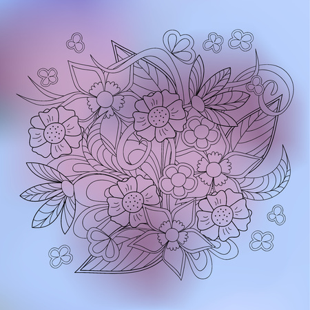 Hand drawn transparent doodle composition of the flowers for  fabric print, wall art and decoration. eps 10.のイラスト素材