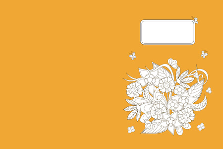 Creative cover design with hand drawn floral composition for decorate book, notebook, sketchbook, copybook, case, stationery.のイラスト素材