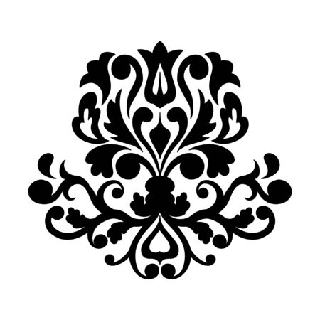 Black composition in damask, Arabic, turkish, pakistan motifs isolated on the white background. Template for tattoo,  engraving, decorate dishes, labels, greeting, visit, invitation cards. eps 10のイラスト素材