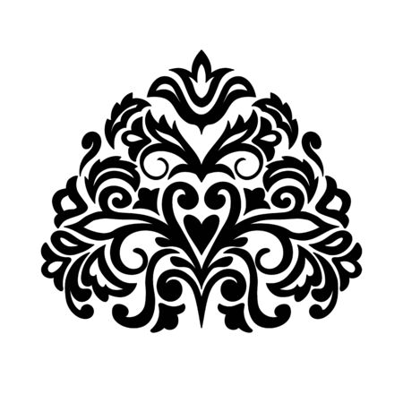 Black composition in damask, Arabic, turkish, pakistan motifs isolated on the white background. Template for tattoo,  engraving, decorate dishes, labels, greeting, visit, invitation cards. eps 10のイラスト素材