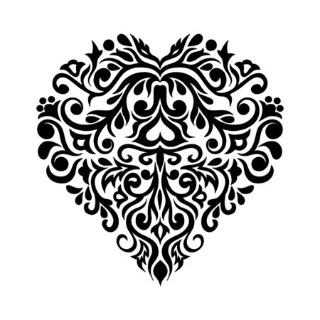 Black composition in damask, Arabic, turkish, pakistan motifs isolated on the white background. Template for tattoo,  engraving, decorate dishes, labels, greeting, visit, invitation cards.のイラスト素材