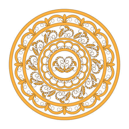 Isolated  mandala with hand drawn elements in ethnic, Indian, turkish, pakistan motifs for decorate yoga things, clothes, apparel, wall art, flyers and visit cards background design.のイラスト素材