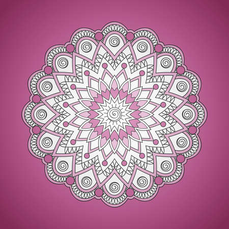 Colorful mandala with hand drawn arabesky elements. Isolated mandala on the vinous. Mandala print for decorate home, cards, dishes, porcelain, femine clothes, stationery, cases, bags. eps 10.のイラスト素材