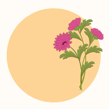 Card template with three chamomiles and blank space for invitation, greeting cards, visit card. Design of background  for business card,  corporate and branding products.のイラスト素材