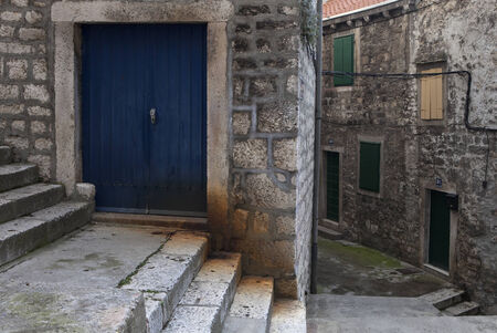 blue door in streets of old mediterranean citynのeditorial素材