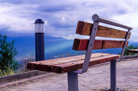 The bench in the mountain s の写真素材