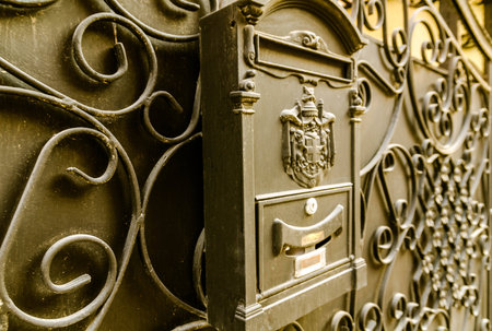 The mailbox on the steel door,close-up 