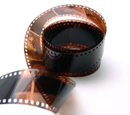 negative film on white backgroundの写真素材