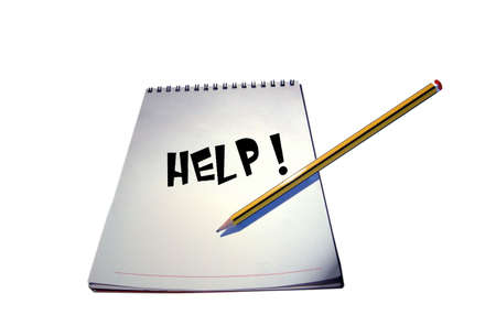 Help written on a notebook