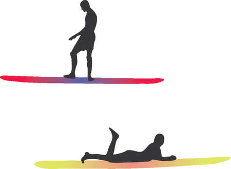 Surfing duoのイラスト素材